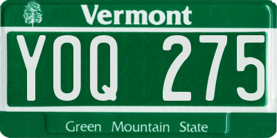 VT license plate YOQ275