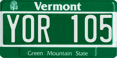 VT license plate YOR105