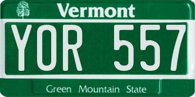 VT license plate YOR557