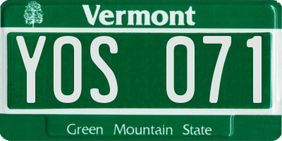 VT license plate YOS071