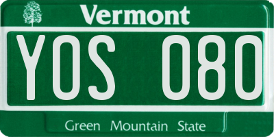 VT license plate YOS080