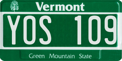 VT license plate YOS109