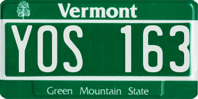 VT license plate YOS163
