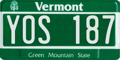VT license plate YOS187
