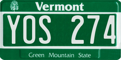 VT license plate YOS274
