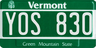 VT license plate YOS830