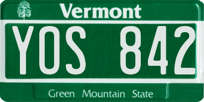 VT license plate YOS842