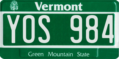 VT license plate YOS984
