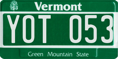 VT license plate YOT053