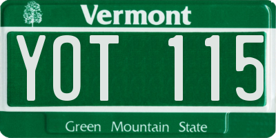 VT license plate YOT115
