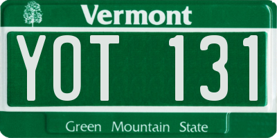 VT license plate YOT131