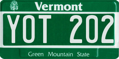 VT license plate YOT202
