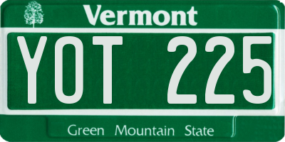VT license plate YOT225