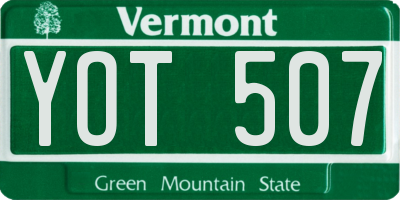 VT license plate YOT507