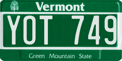 VT license plate YOT749