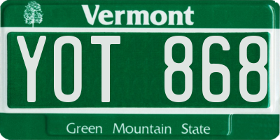 VT license plate YOT868