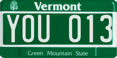 VT license plate YOU013