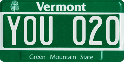VT license plate YOU020