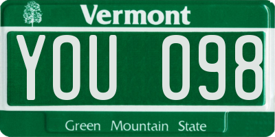 VT license plate YOU098