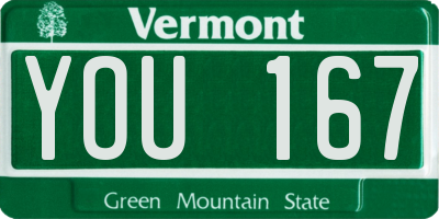 VT license plate YOU167
