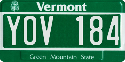 VT license plate YOV184