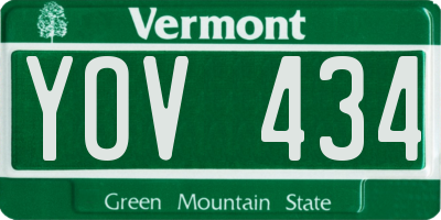 VT license plate YOV434