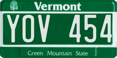 VT license plate YOV454