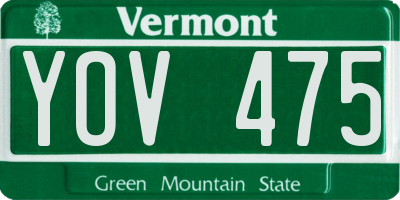 VT license plate YOV475