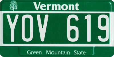 VT license plate YOV619