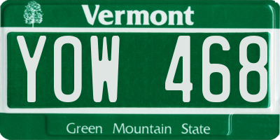 VT license plate YOW468