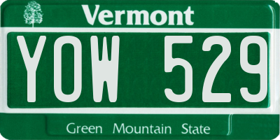 VT license plate YOW529