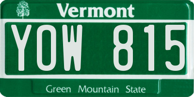 VT license plate YOW815