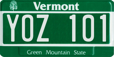 VT license plate YOZ101