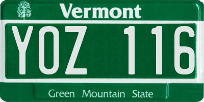 VT license plate YOZ116