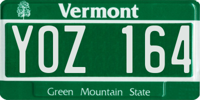 VT license plate YOZ164