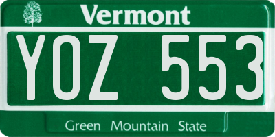 VT license plate YOZ553
