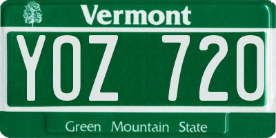 VT license plate YOZ720