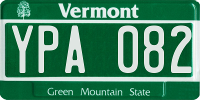 VT license plate YPA082