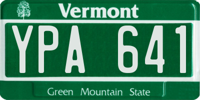 VT license plate YPA641