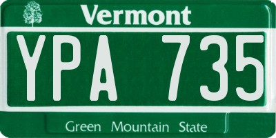 VT license plate YPA735