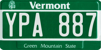 VT license plate YPA887