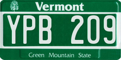 VT license plate YPB209