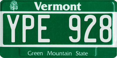 VT license plate YPE928