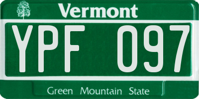 VT license plate YPF097