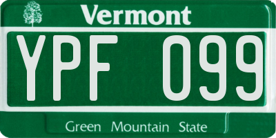 VT license plate YPF099