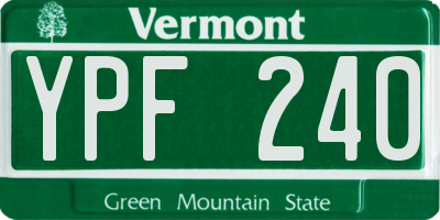 VT license plate YPF240