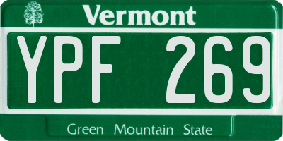 VT license plate YPF269