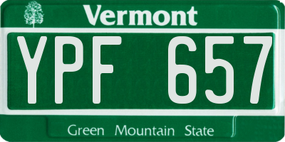 VT license plate YPF657