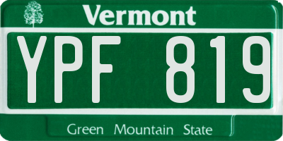 VT license plate YPF819