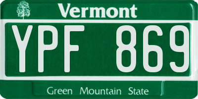 VT license plate YPF869